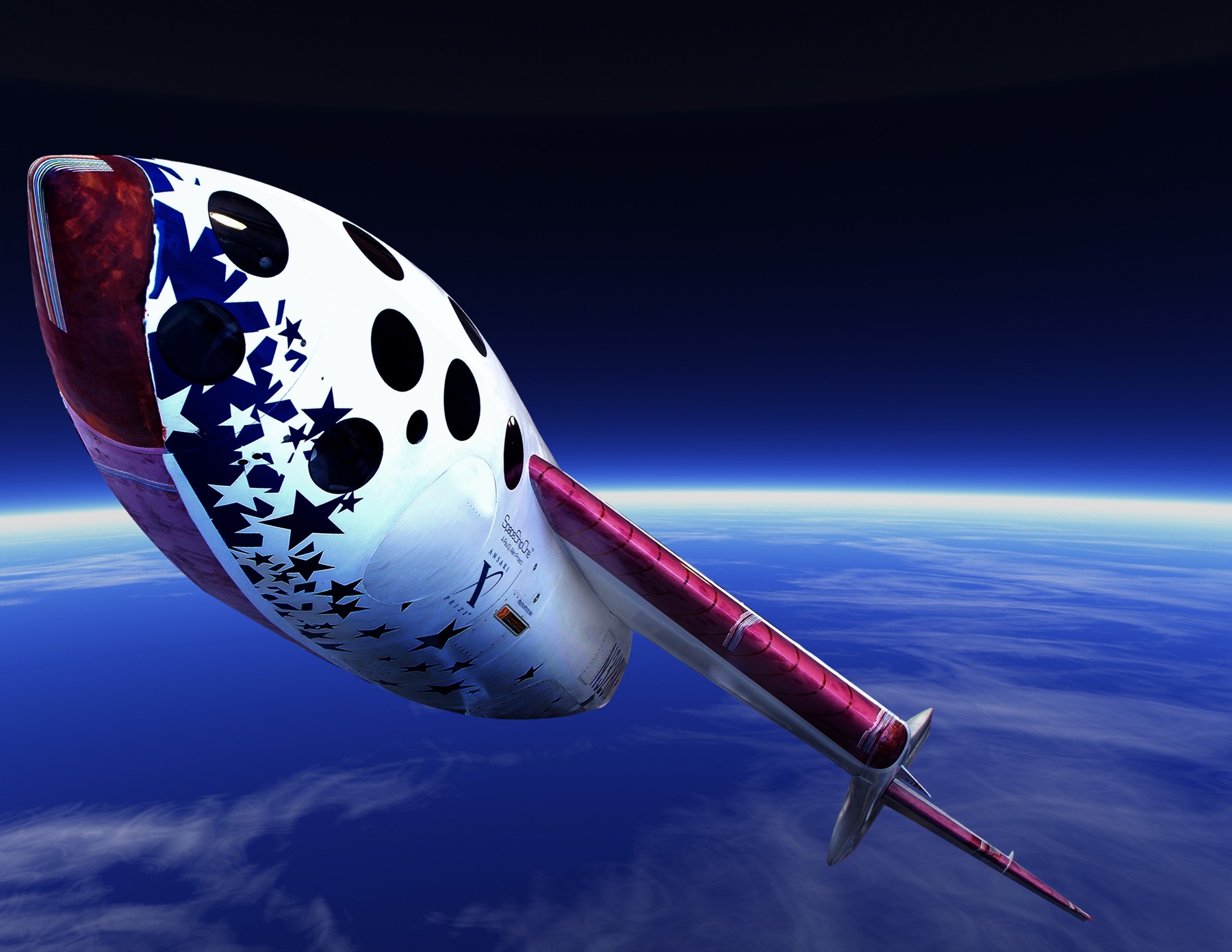 SpaceShipOne after winning the $10M Ansari XPRIZE in 2004 — the flight that launched the private spaceflight industry